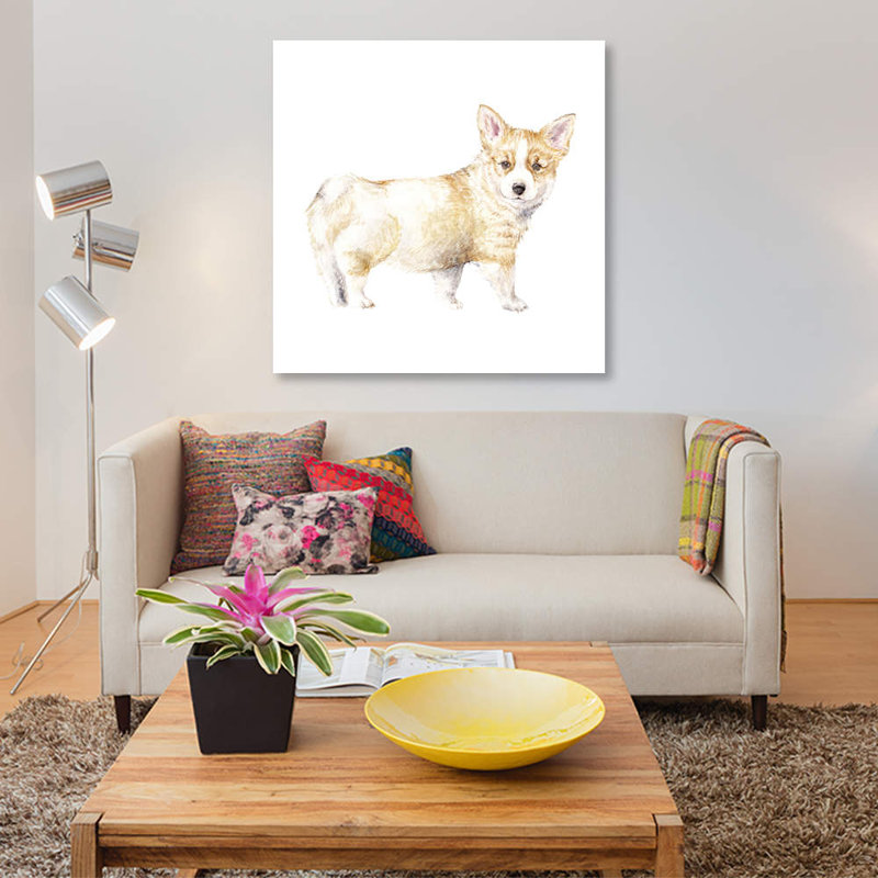« corgi chiot », reproduction sur toile, H 26 po x l 26 po x P 1,5 po, Toile tendue, Pas de tapis