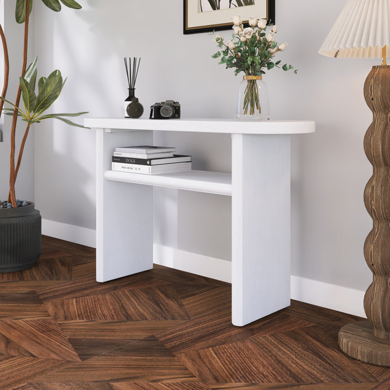 Console 47,8 po avec tablette, Blanc antique