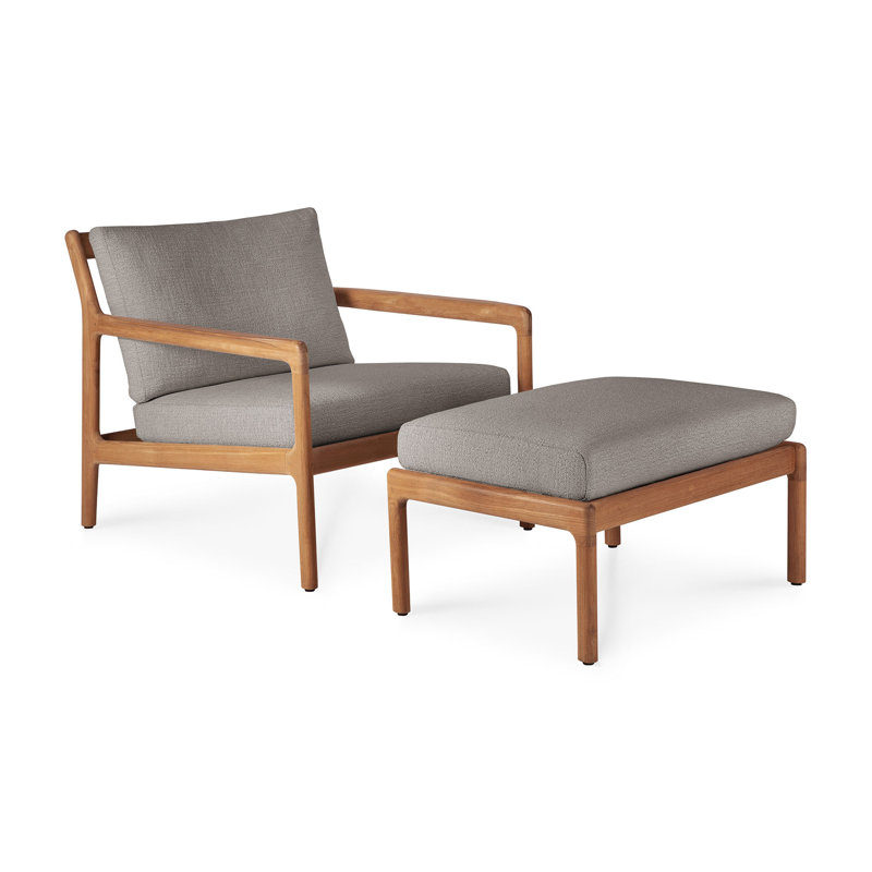 Jack Rectangle Outdoor Teak Ottoman Patio Ottoman, Mocha, Brown