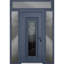 Porte d'entrée extérieure prémontée en acier Ballucio 6044 Gris Graphite, 2 fenêtres latérales et supérieures, inserts en acier inoxydable, style moderne, peinte, dimensions : L 12 + 36 + 12 x H 80 + 16, ouverture à gauche vers l'intérieur-109403961-109403963