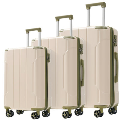 Luggage Sets 3 Piece, Expandable Hard Shell ABS Suitcases With Double Spinner, Travel Luggage Set With TSA Lock (20/24/28Inch, White Green)
