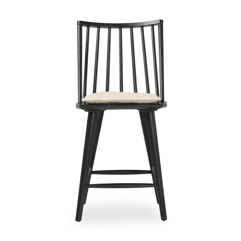 Lewis Windsor Stool With Cushion-Sandy Oak-Counter, Counter Stool (25.02” Seat Height), Black Oak