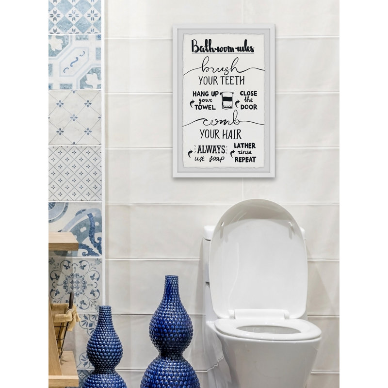 Follow Bathroom Rules - Single Picture Frame Print, 45cm H x 38cm W x 3.81cm D