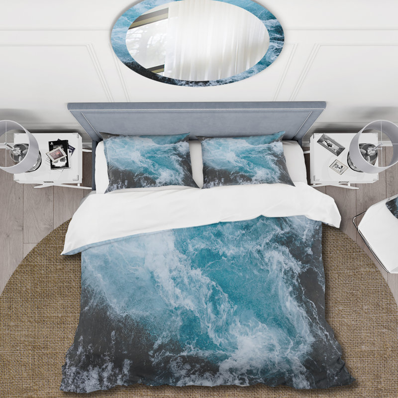 Waterfall Waves In Islande - Ensemble de housse de couette Cabin & Lodge - Microfibre de polyester