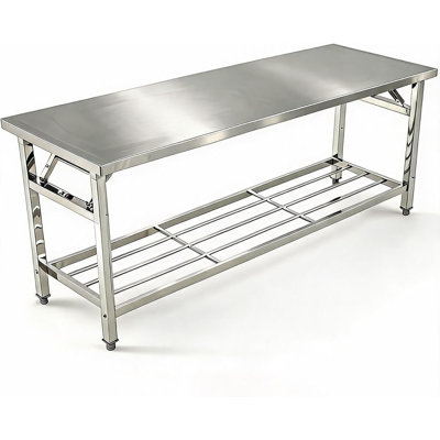 Stainless Steel Folding Prep Table with Undershelf, 700 Lbs Capacity, Height Adjustable Anti-Slip Feet for Home & Commercial Kitchen Use, 72 x 24 Inch