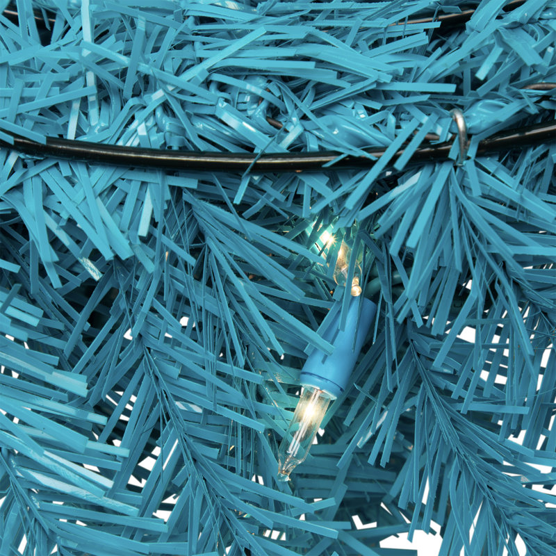 Pre-Lit Artificial Pine Christmas Wreath - 24" - Clear Lights, Turquoise