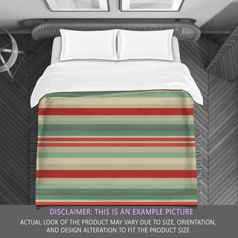 Paisley Bedding, Queen Comforter, Green/Red Striped 1