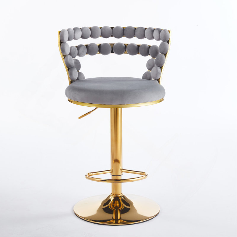 Ensemble de table de bar Modern Gold moderne avec 2 tabourets de bar réglables, table de pub ronde à motif de marbre pour le bar et la cuisine