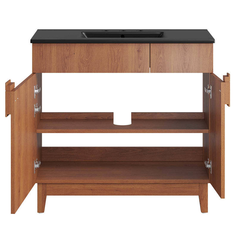 Miles 36" Black Walnut Bathroom Vanity with Ceramic Sink