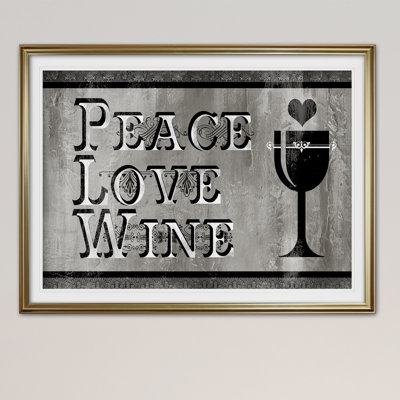 « paix love wine », reproduction de peinture à l’acrylique encadrée