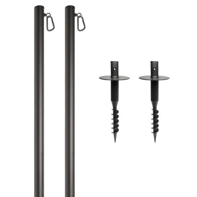 String Led Light Pole Kit for Backyard, Garden, Lawn, Patio, or Deck, Poles Extends To 10 Ft Tall, Includes a Machined-Screw Base with Flat Topper, Installation Bar, and a Magnetic Bubble Level