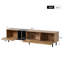 Meuble télé pour téléviseurs jusqu'à 80 pouces, console multimédia moderne et minimaliste avec portes abattantes, grand espace de rangement en MDF résistant, montage facile