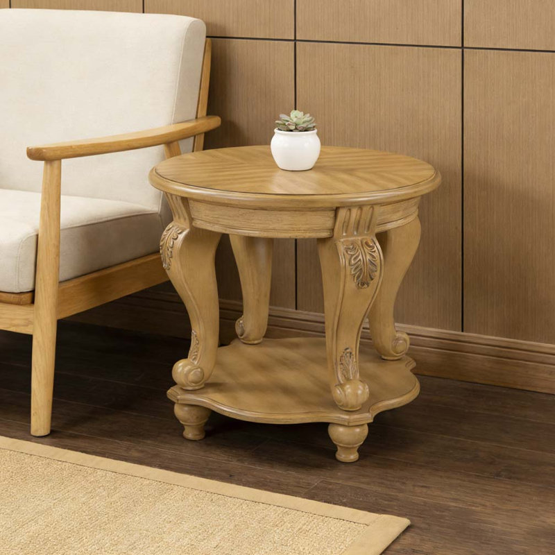 Table de bout ronde 22 po, Naturel antique