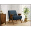 Chaise d'appoint Mid-Century moderne avec tissu bleu doux et bois de noyer, parfaite pour le confort du salon et de la chambre à coucher-1078541805