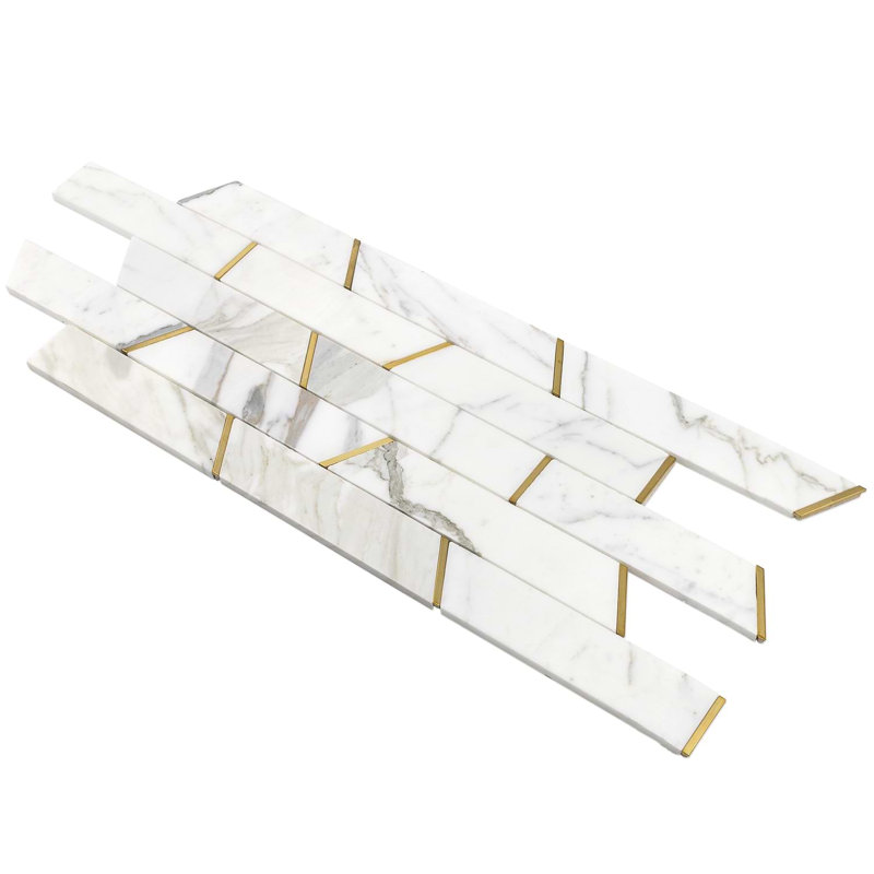 Matrix Trapezoid Marble And Brass Tile