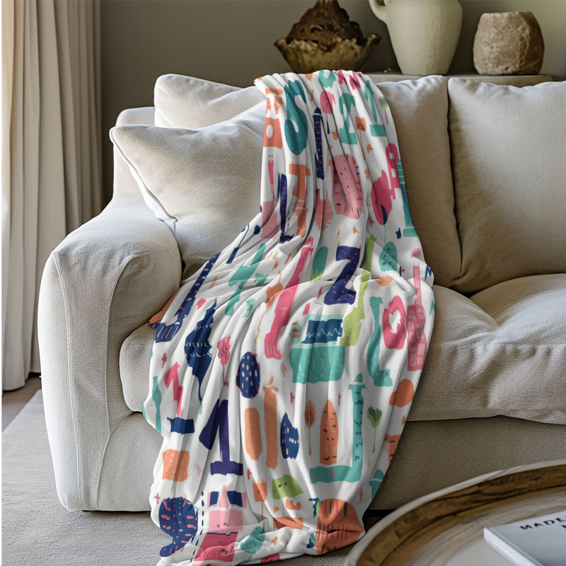 Letters & Numbers - 1 Piece Premium Blanket, Twin