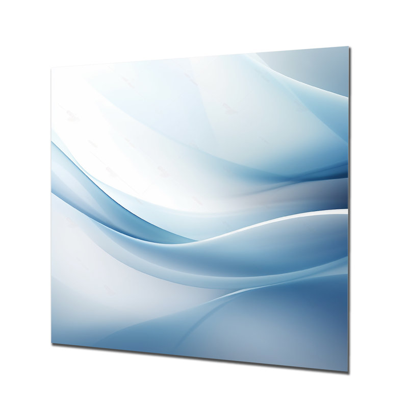 «Blue and White Abstract Fractal Fusion I», impression d'art mural en métal fractal, H 29 po x l 29 po