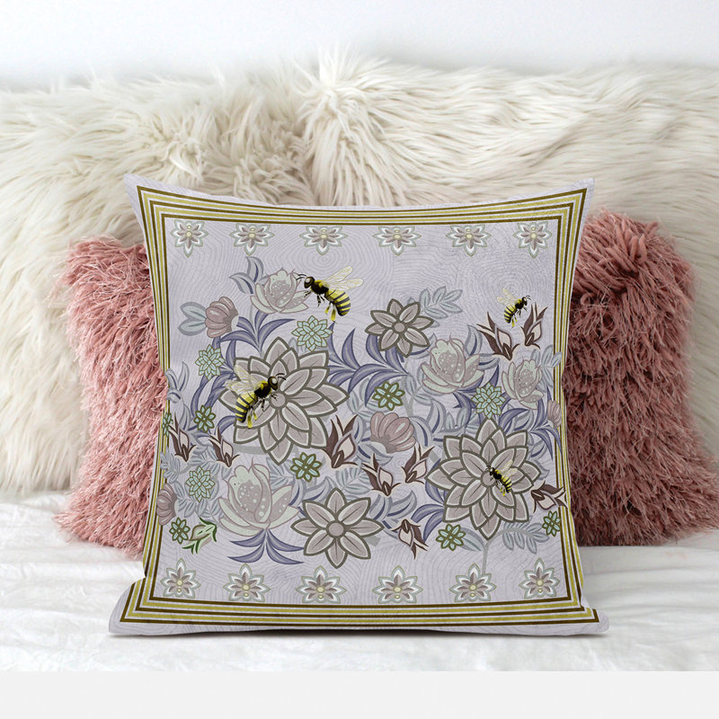 16X16 Bee Blown Seam Broadcloth Animal Print Throw Pillow, Purple