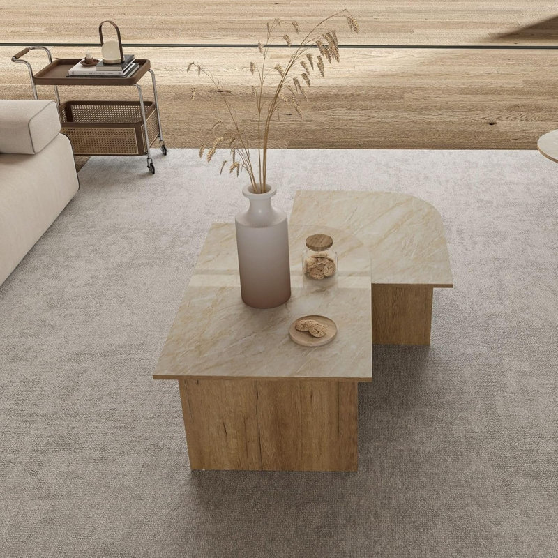 Ensemble de tables basses gigognes modernes avec base en bois
