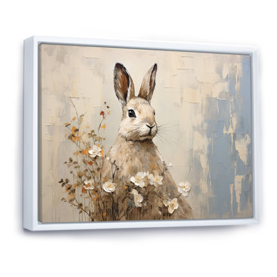 Bunny S Curious Flower Charm I - Rabbit Wall Art
