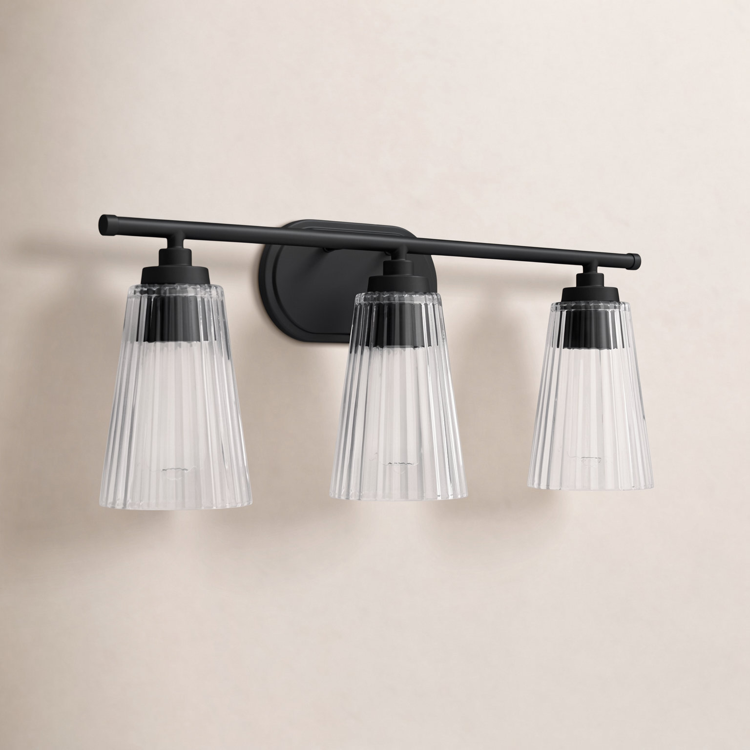 Jeanie Dimmable Bath Sconce, Black, 10" H x 22" W x 22" D, 3 Lights