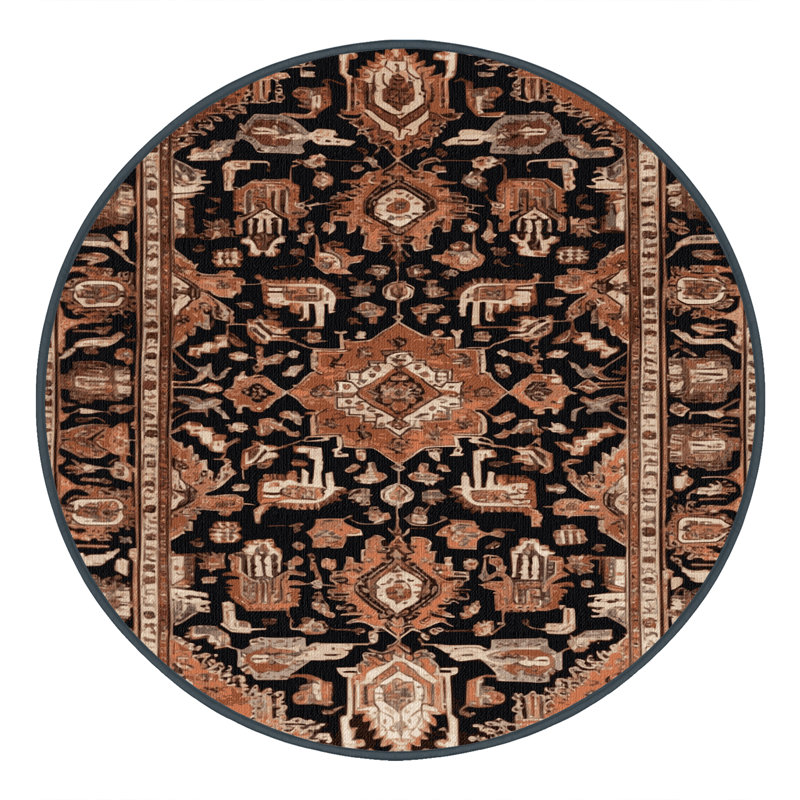 Tapis brun lavable à la machine, Rond 3 pi