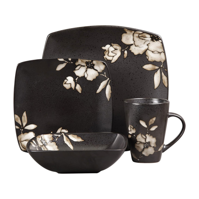 Gibson Elite Lanark 16 Piece Dinnerware Sets With Plates, Bowls, & Mugs (3 Pack)