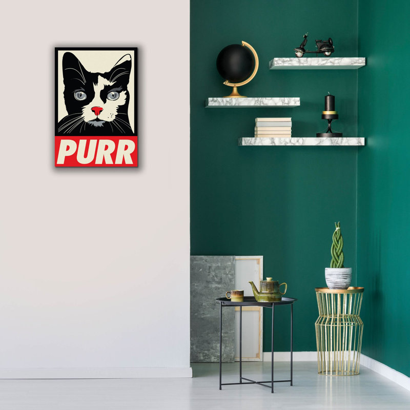 «Purr Propaganda» par Rachel Caldwell, art mural sur toile, H 26 po x l 18 po x P 0,75 po