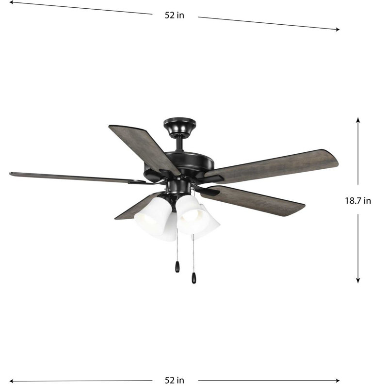 Matte Black 52'' Ceiling Fan with Light and Remote
