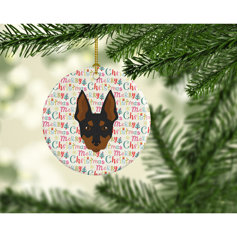 Ornement suspendu English Toy Terrier Merry Christmas