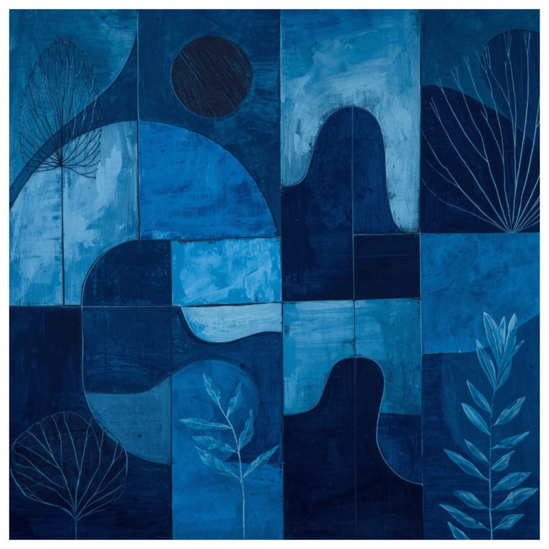 Rideaux à motifs géométriques bleus abstraits, voilages et voilages abstraits - 1 panneau, 50 po x 92 po - 1 panneau
