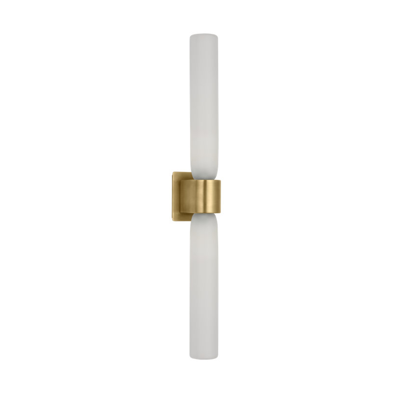 Kelly Wearstler Volver 2-light Large Double Sconce in Bronze with Clear Etched Glass shade, Antique Brass