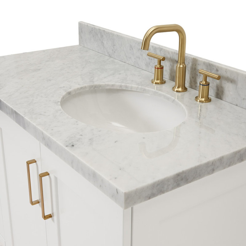 ARIEL TAYLOR 37 IN LEFT OFFSET RECTANGLE SINK VANITY, Right, Oval, White