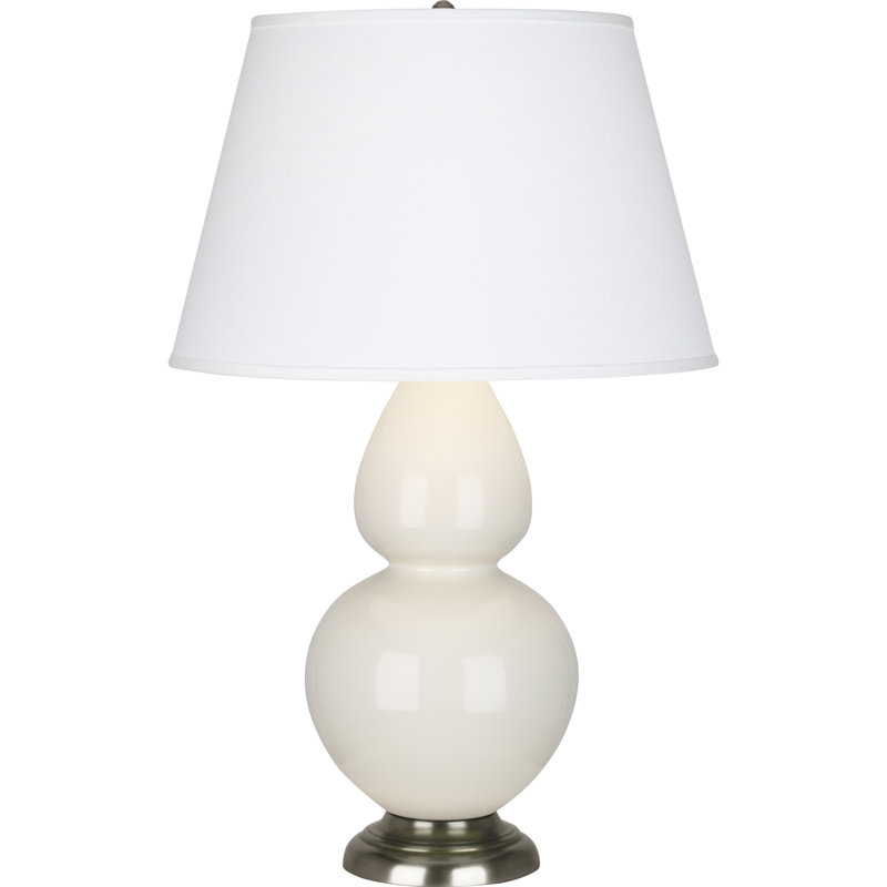 Triple Gourd Table Lamp, Antique Silver, Bone, 31" H x 19" W x 19" D