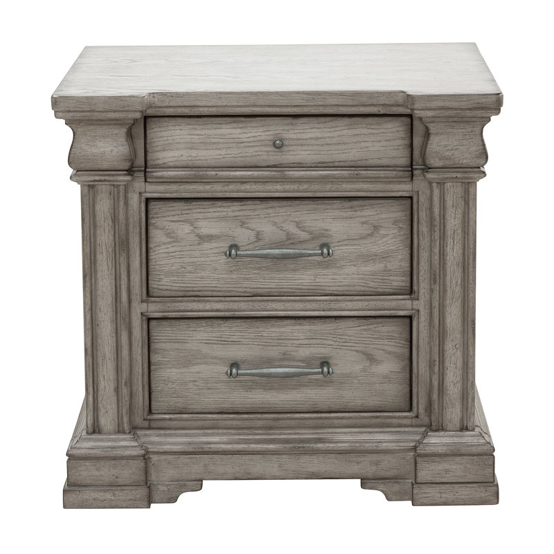 Heritage Taupe 3-Drawer Nightstand with USB Ports