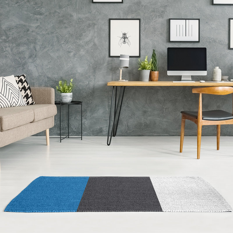 Tapis à rayures bleu/ardoise, Rectangle 2 pi x 3 pi