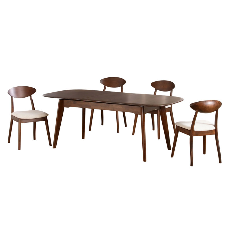 Rozella 5-Piece Solid Wood Dining Table Set, 5 Pieces: Table, 4 Chairs, Gray