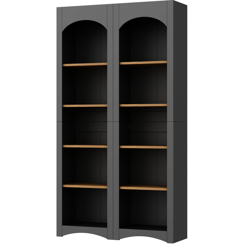 Bibliothèque grise en 2 parties, avec étagères ajustables, pour bureau, chambre, armoire de rangement de 183 cm de haut, salle à manger, chambre
