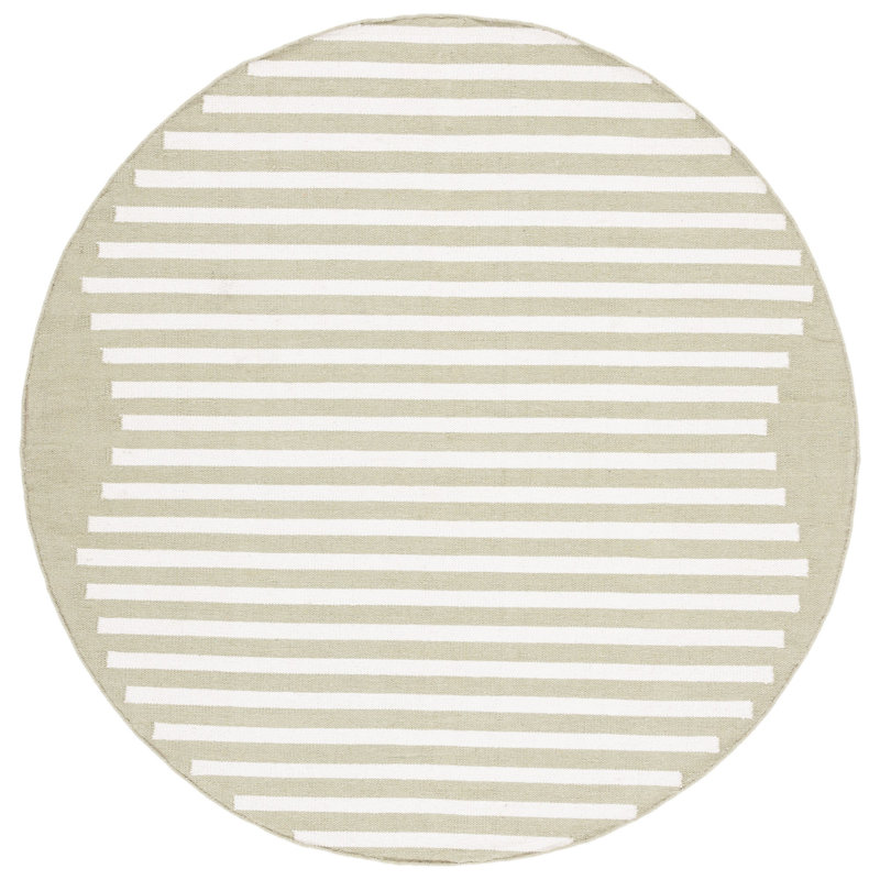 Esven Hand Woven Cotton Striped Rug, Round 6'