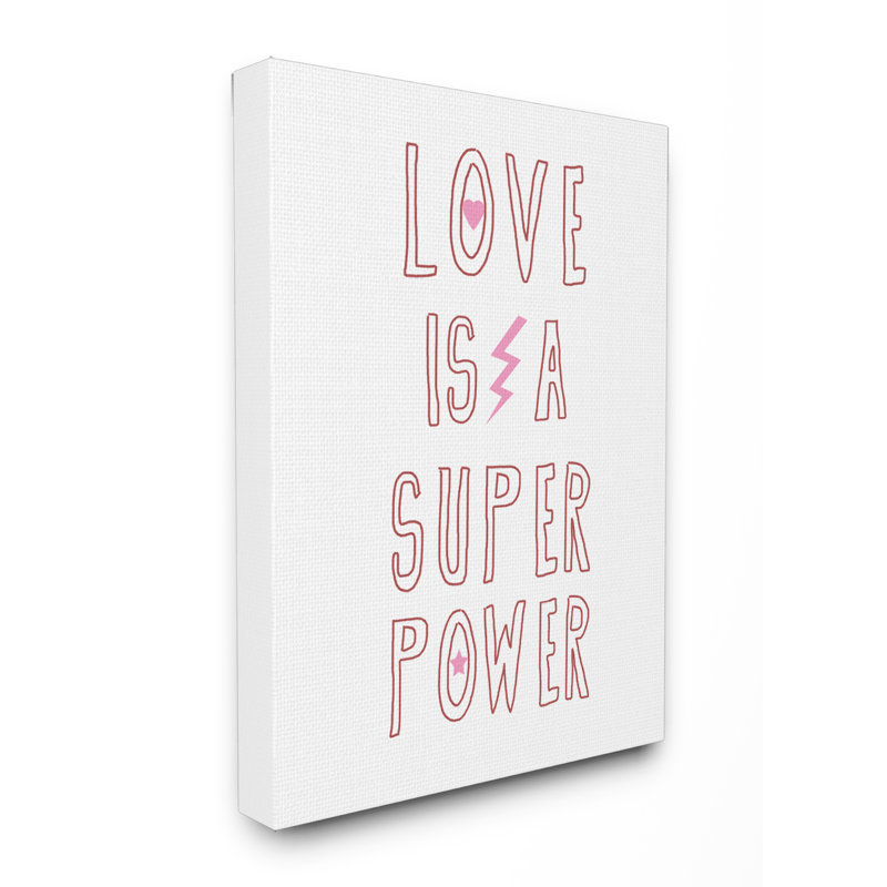 Impression encadrée « Love is a super Power rose Heart », Toile tendue, H 30 po x l 24 po