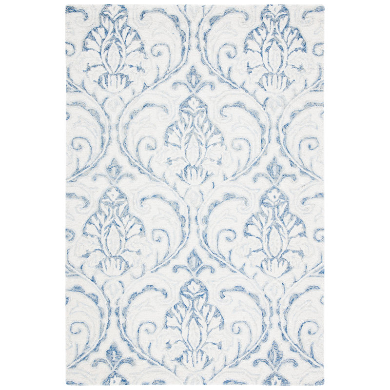 Hittle Hand Tufted Wool And Cotton With Latex Ikat Rug, Rectangle 4' x 6'