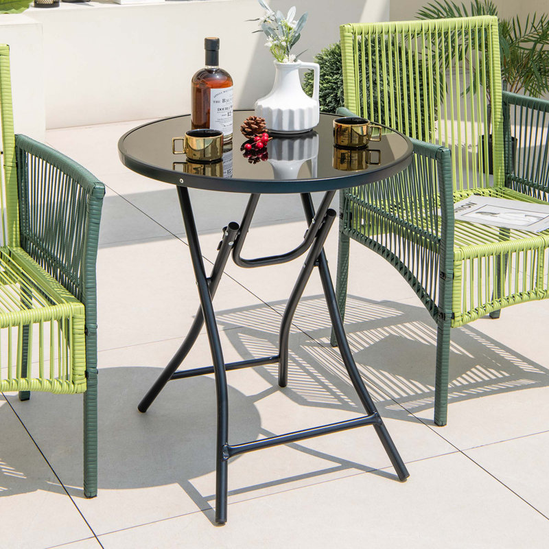 Beilul Round Glass Yes Outdoor Bar Table , 23 " W 23 " D