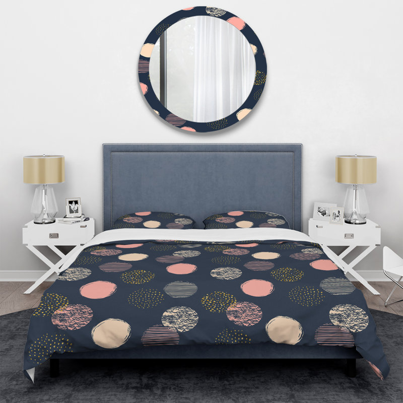 Motif de cercles multicolores - ensemble de housse de couette abstrait - microfibre de polyester