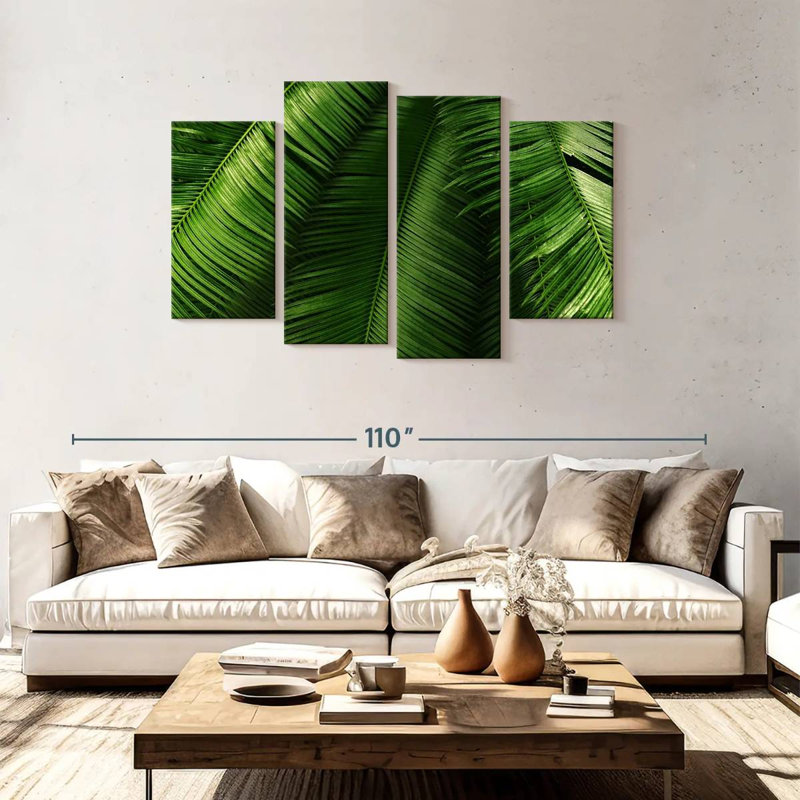Harnek, feuilles tropicales élancées, H 48 po x l 75 po