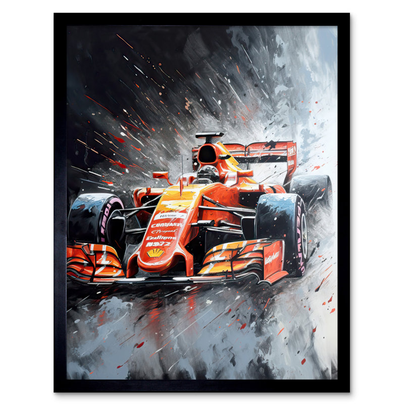 Lynett Race Car And Driver Grand Prix Orange And Grey - Single Picture Frame Print