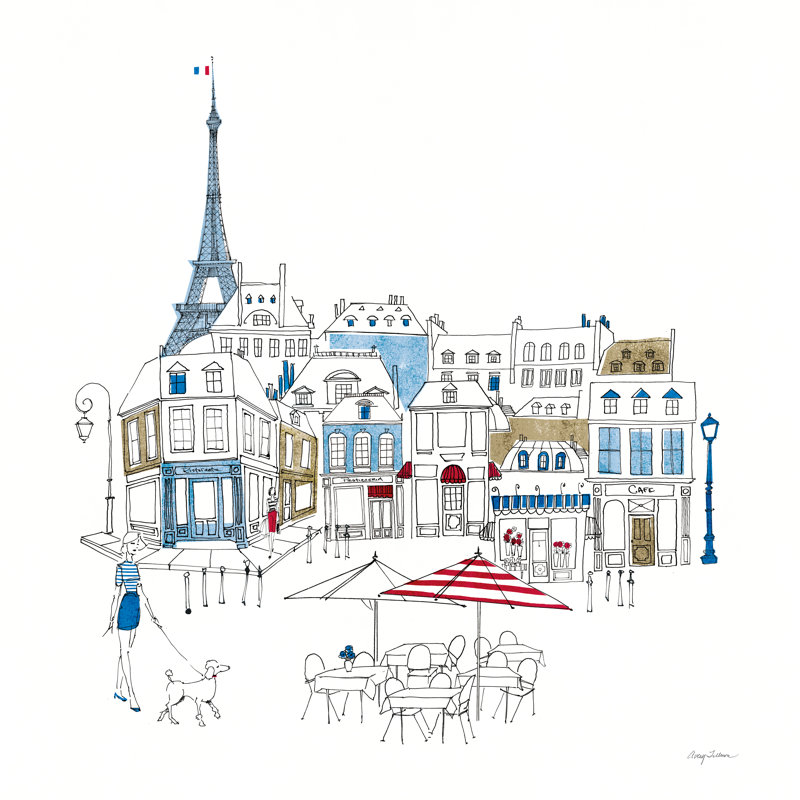 «World Cafe II Paris Color» par Avery Tillmon - peinture sur toile tendue, H 20 po x l 20 po, Non
