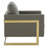 Lincoln Modern Leather Accent Chair with Gold Stainless Steel Base – Contemporary Boxy Armchair, Single Seater Side Chair for Living Room, Bedroom, Office & Lounge-724137640-797541872