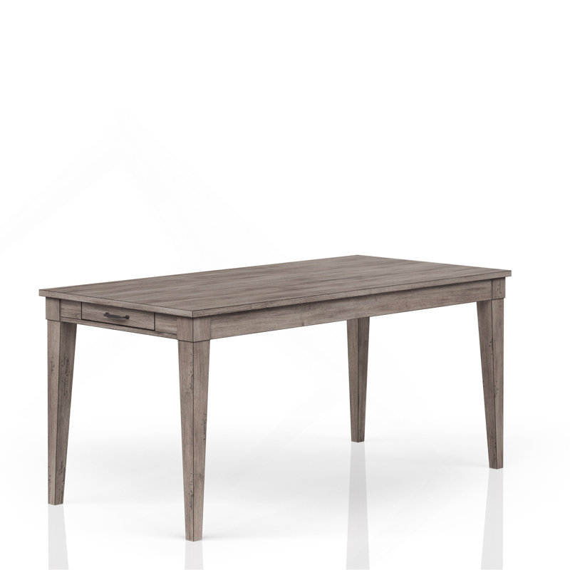 Table de salle à manger rustique gris avec deux tiroirs de rangement et rallonge