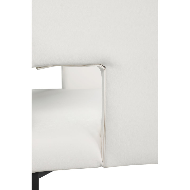 Chaise avec accoudoirs rembourrée blanche Caleb, Noir mat