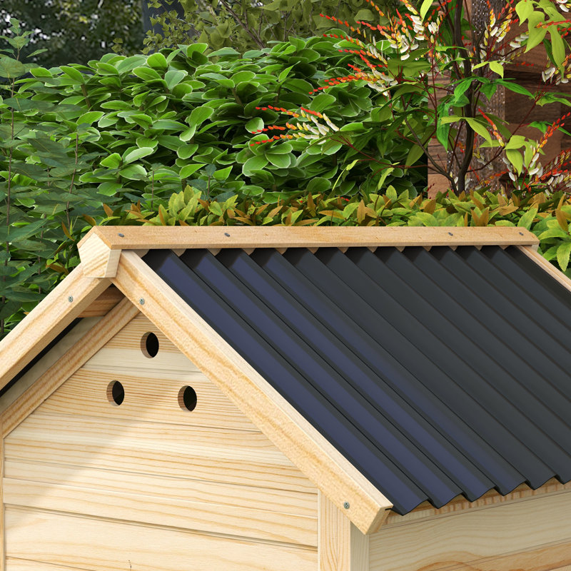Wooden Duck House Poultry Coop with Double Doors Openable Roof
